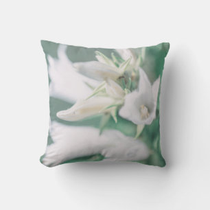 Pale Pastel Green White Bell Flowers Cushion