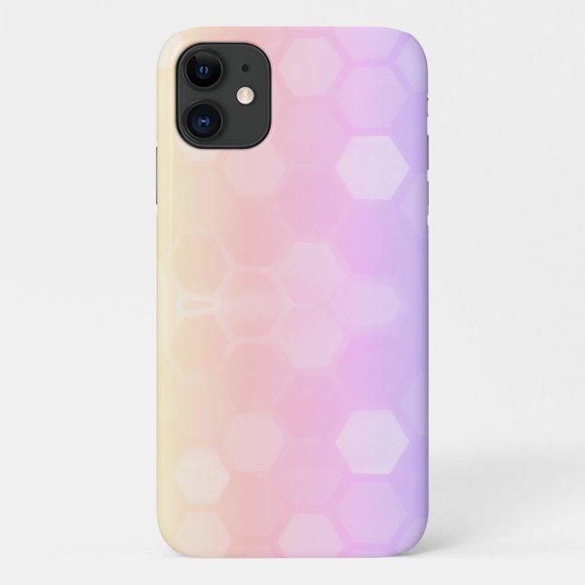 Pale Pastel Pink Honeybee Cell iPhone 11 Case (Back)