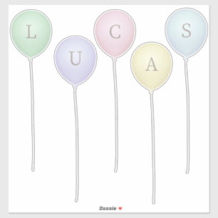 Pale Pastel Whimsical Balloons Custom Letters