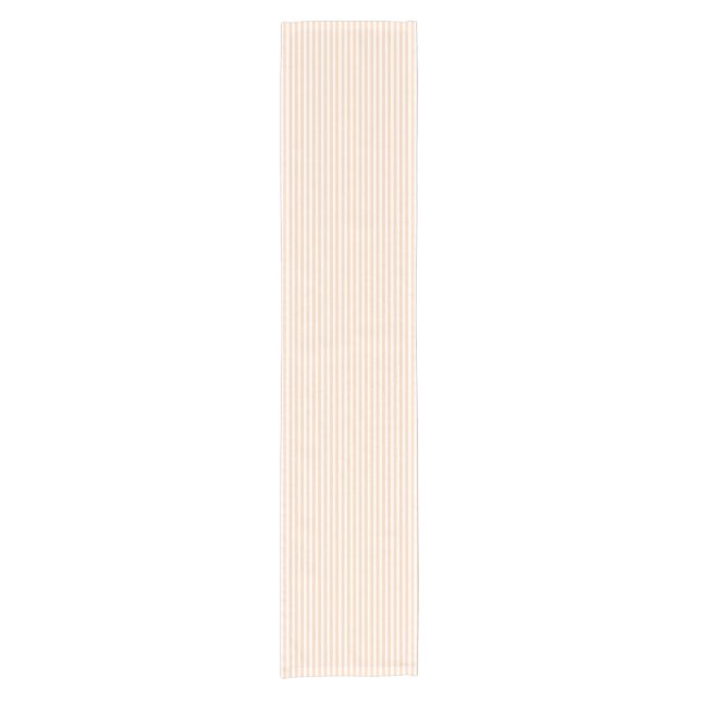 Pale Peach Angelskin Coral & White Stripe Short Table Runner (Front)