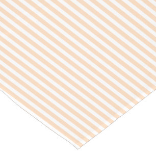 Pale Peach Angelskin Coral & White Stripe Short Table Runner