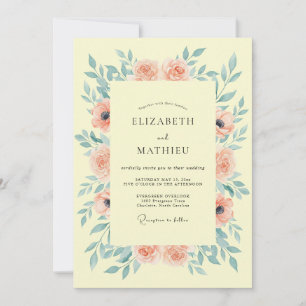Pale Peach Blossom Flourish Wedding Invitation