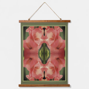 Pale Peach Gladiolus Flower Abstract Hanging Tapestry