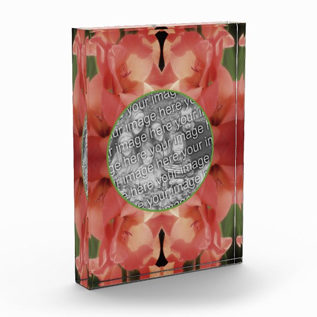 Pale Peach Gladiolus Flower Add Your Photo Block (Left)