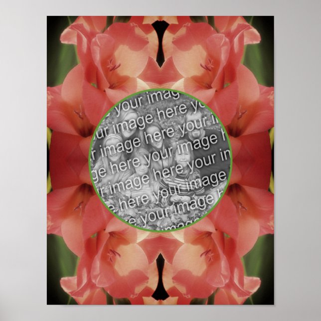 Pale Peach Gladiolus Flower Frame Add Your Photo Poster (Front)