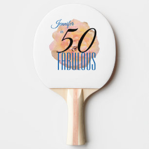 Pale Peach Rose 50 and Fabulous Birthday Ping Pong Paddle