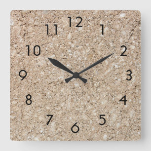 Pale Peachy Beige Cement Sidewalk Square Wall Clock