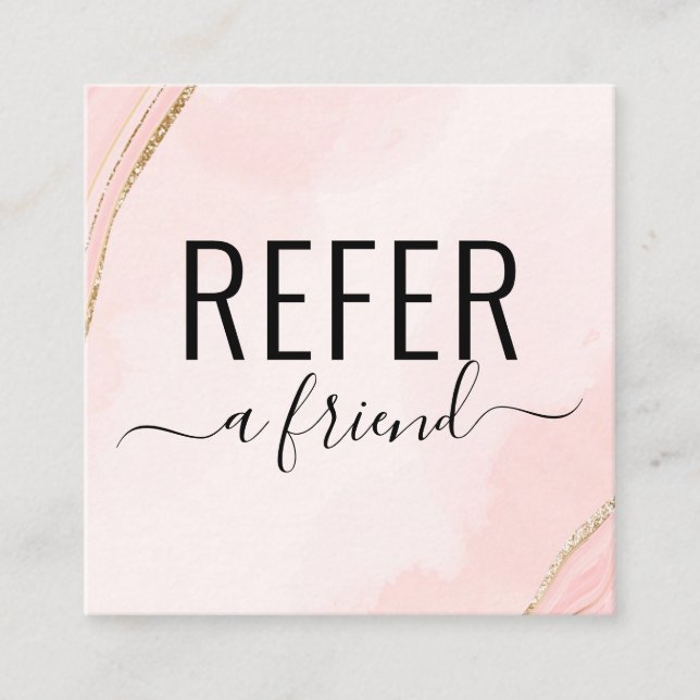 Pale Peachy Pink and Gold Watercolor Referral Card (Front)