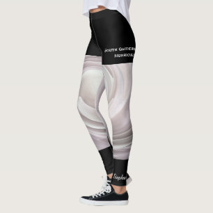 Pale Pink Abstract Swirl with Fake Black Shorts Leggings