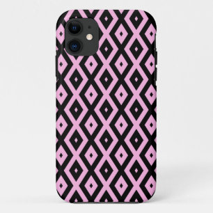 Pale pink and black diamond pattern iPhone 11 case