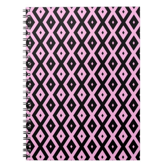 Pale pink and black diamond pattern notebook (Front)