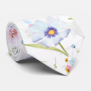 Pale Pink And Blue Flowers Tie