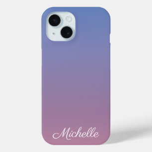 Pale pink and blue gradient ombre iPhone 15 case