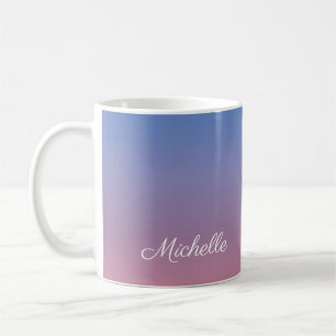 Pale pink and blue gradient ombre coffee mug