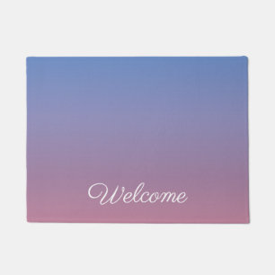 Pale pink and blue gradient ombre doormat