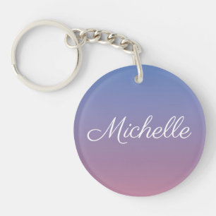 Pale pink and blue gradient ombre key ring