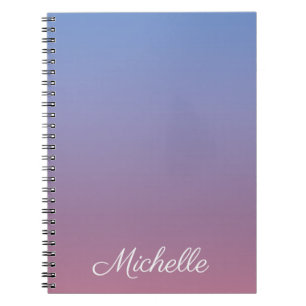Pale pink and blue gradient ombre notebook