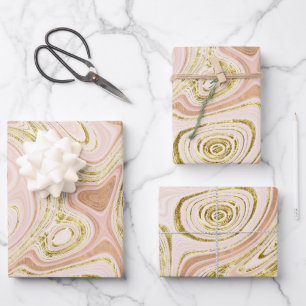 Pale Pink and Gold Marble Look Wrapping Paper Sheet