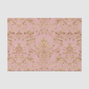 Pale Pink and Metalic Gold Damask  Tissue Paper