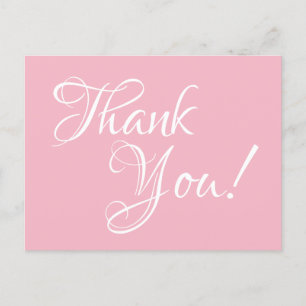Pale Pink and White Calligraphy Thank You Postcard