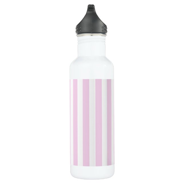 Pale pink and white candy stripes 710 ml water bottle (Right)