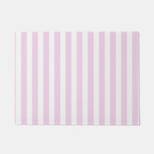 Pale pink and white candy stripes doormat
