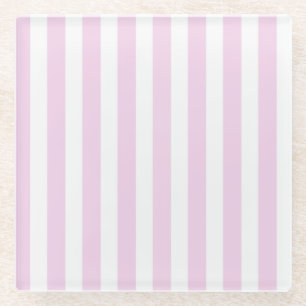 Pale pink and white candy stripes glass coaster
