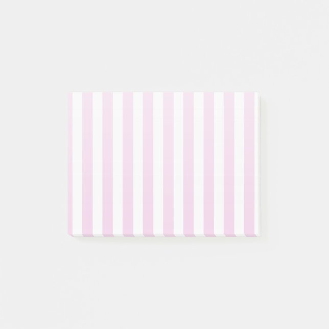 Pale pink and white candy stripes post-it notes (Front)