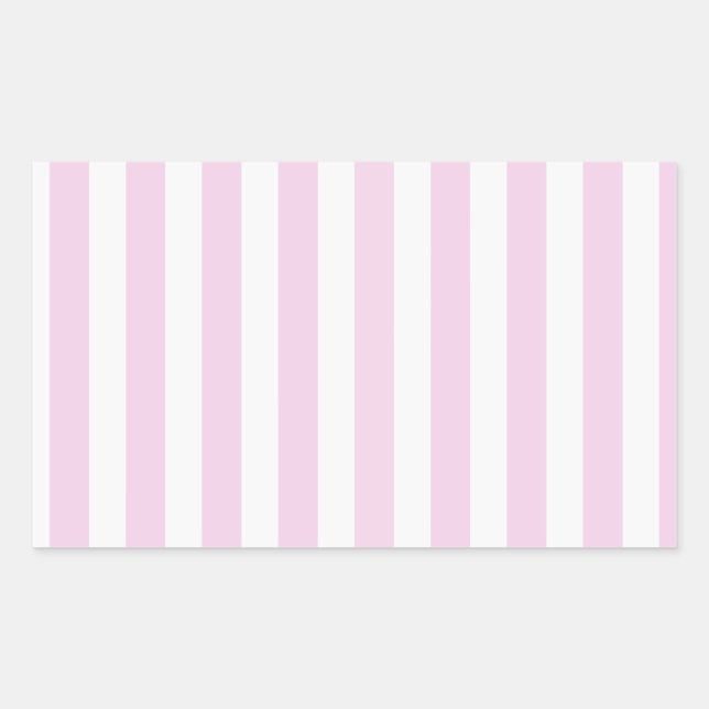 Pale pink and white candy stripes rectangular sticker (Front)