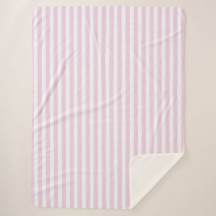 Pale pink and white candy stripes sherpa blanket