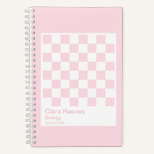 Pale Pink and White Checkerboard Notebook