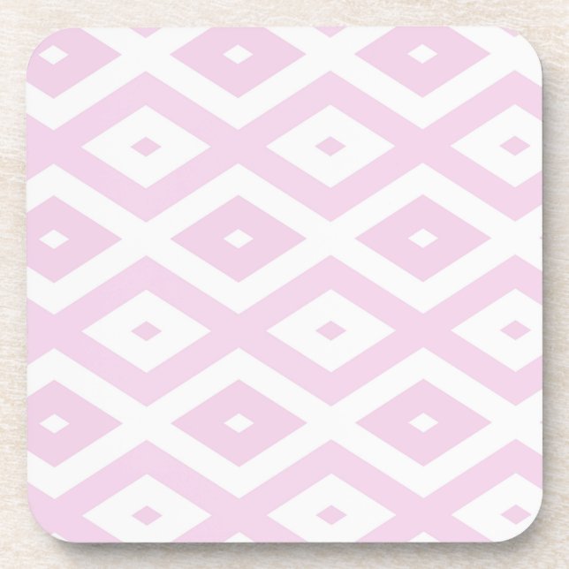 Pale pink and white diamond pattern coaster (Front)