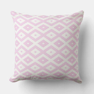 Pale pink and white diamond pattern cushion