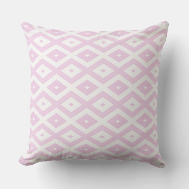Pale pink and white diamond pattern cushion (Front)