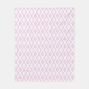 Pale pink and white diamond pattern fleece blanket