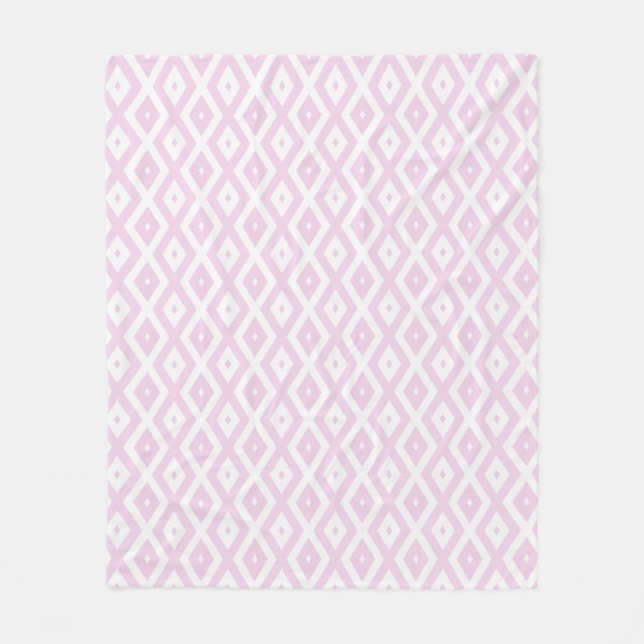 Pale pink and white diamond pattern fleece blanket (Front)