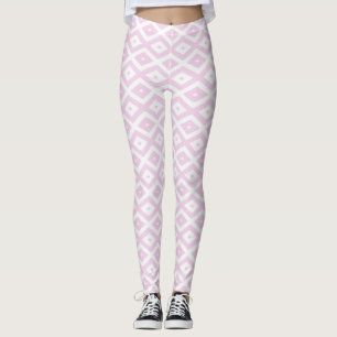 Pale pink and white diamond pattern leggings