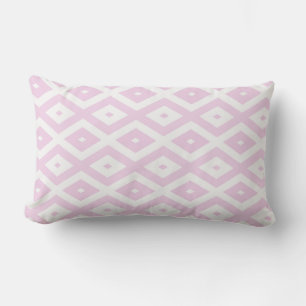 Pale pink and white diamond pattern lumbar cushion