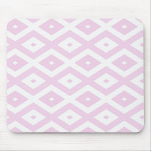Pale pink and white diamond pattern mouse pad