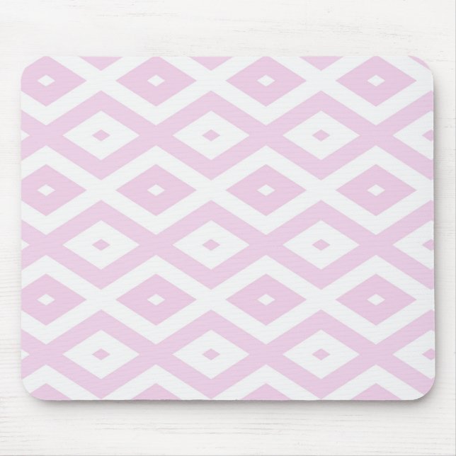 Pale pink and white diamond pattern mouse pad (Front)