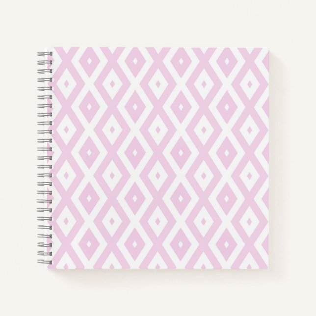Pale pink and white diamond pattern notebook (Front)