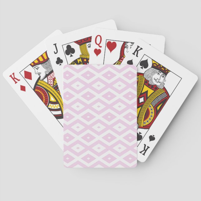 Pale pink and white diamond pattern playing cards (Back)
