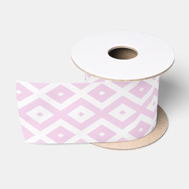 Pale pink and white diamond pattern satin ribbon (Spool)