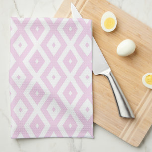 Pale pink and white diamond pattern tea towel