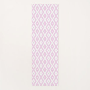 Pale pink and white diamond pattern yoga mat