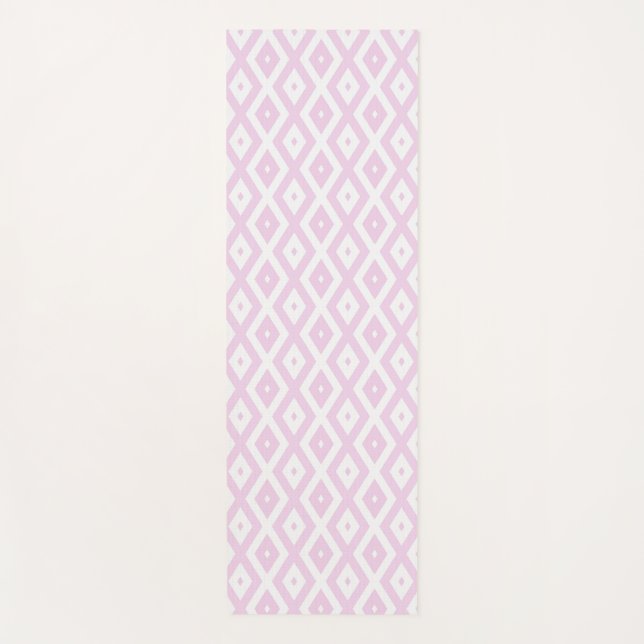Pale pink and white diamond pattern yoga mat (Front)