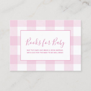 Pale Pink and White Gingham Plaid Books for Baby Enclosure Card