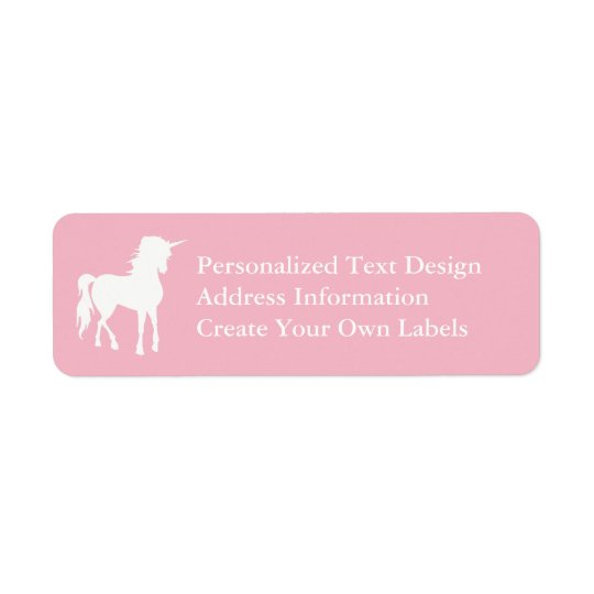 Pale Pink and White Unicorn Return Address Label