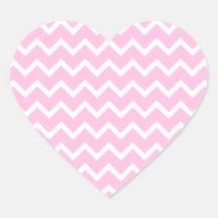 Pale Pink and White Zigzag Pattern. Heart Sticker
