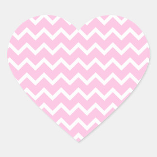 Pale Pink and White Zigzag Pattern. Heart Sticker